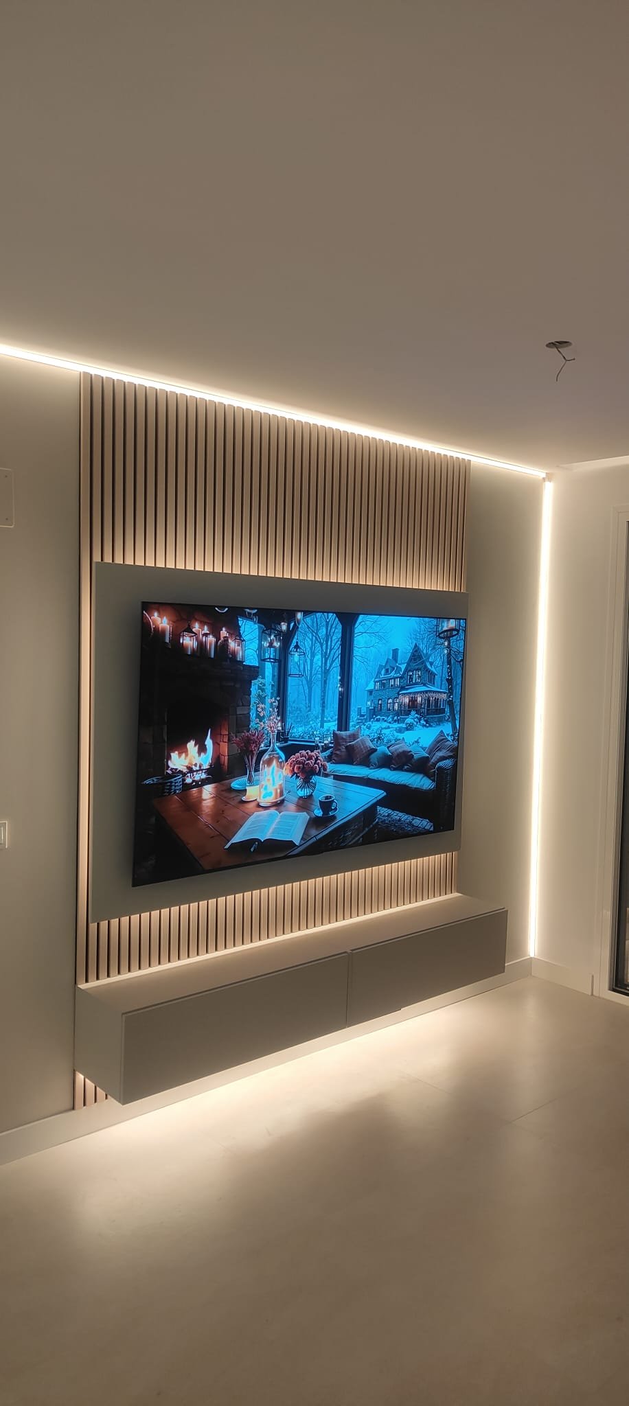 Built-in TV wall and lighting installation in Costa del Sol